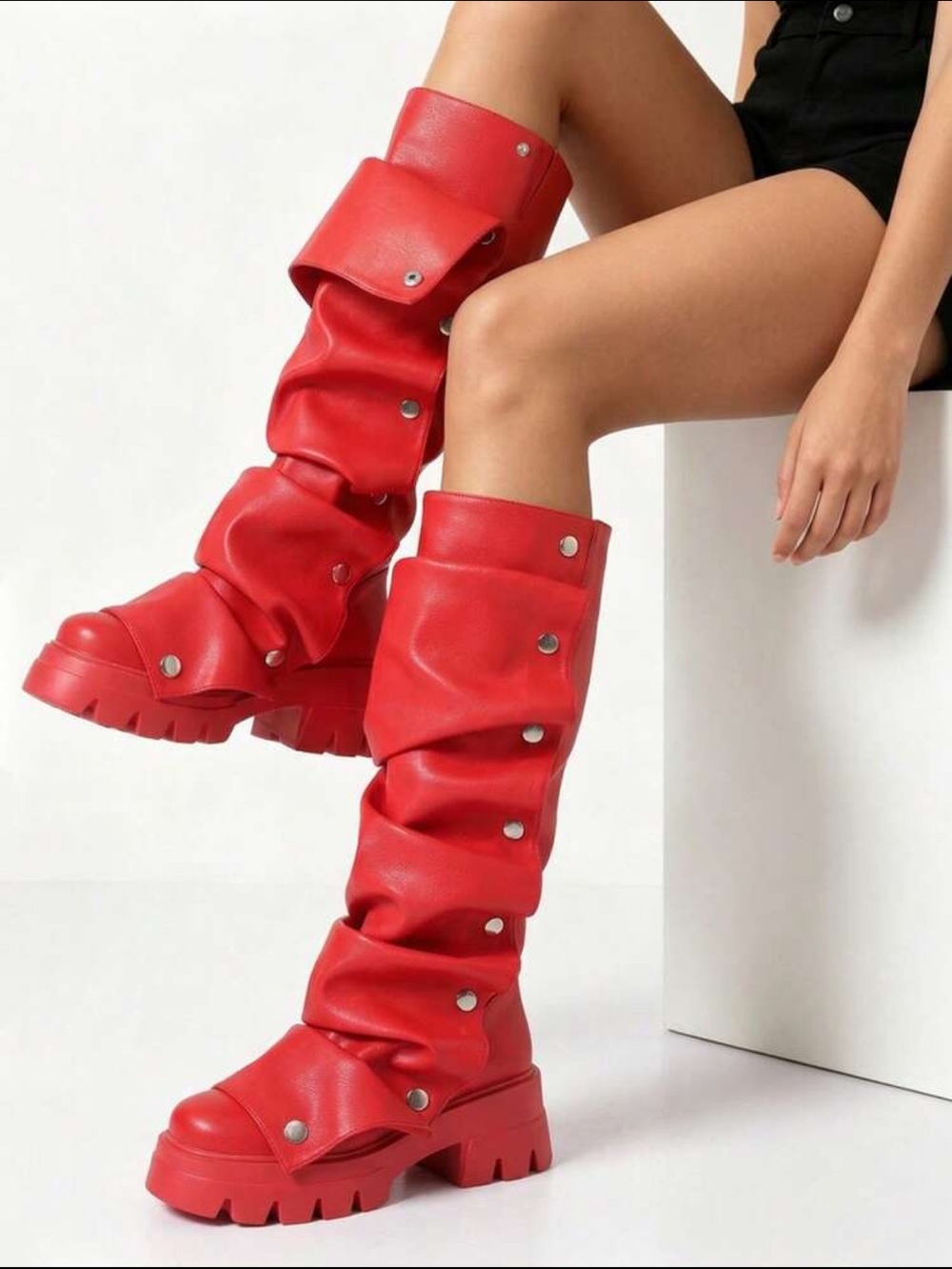 Red Chunky Ruch Boots - Picture 3 of 3
